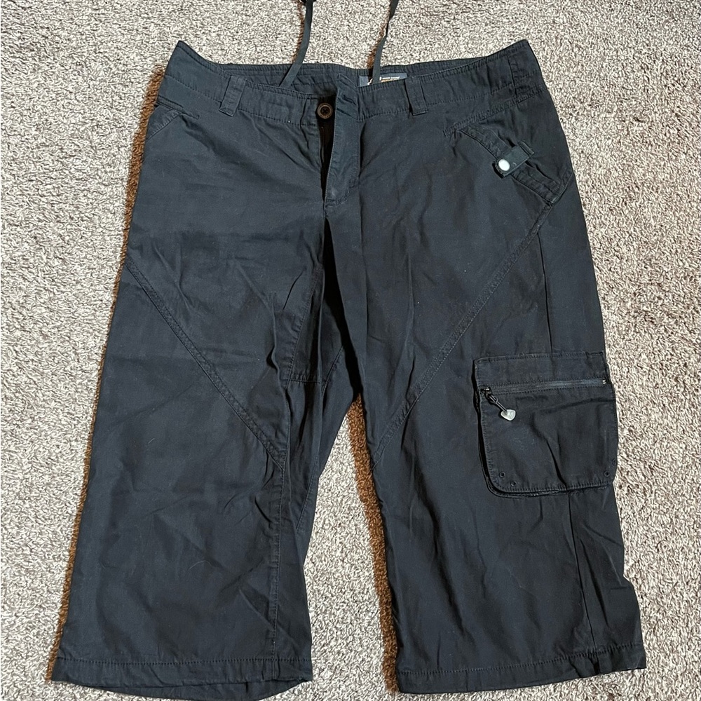 Ladies Eddie Bauer Sport Black Capri Cargo Pants Great Condition Pockets Sz 12